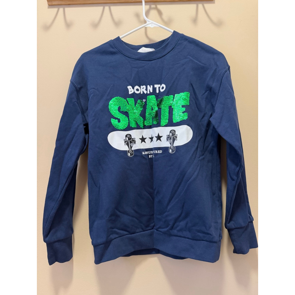 New H&M Boys Sweatshirt 10–12Y Born to Skate Blue warm